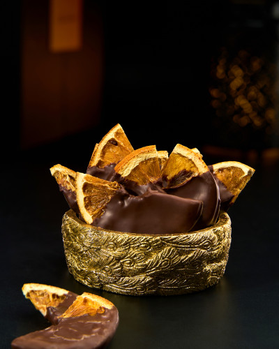 Orange slices in dark chocolate, no added sugar